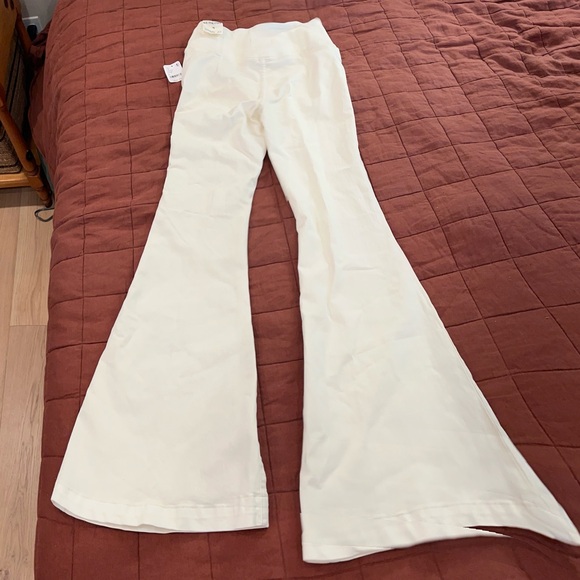 Free People Venice Beach high rise flare worn white, ivory pants - Picture 6 of 9